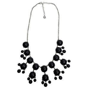 Claire's Black Bubble Necklace Bib Statement Signed Plastic Dangle Gunmetal